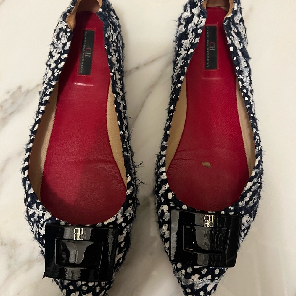 Carolina Herrera twilight navy & white shoes